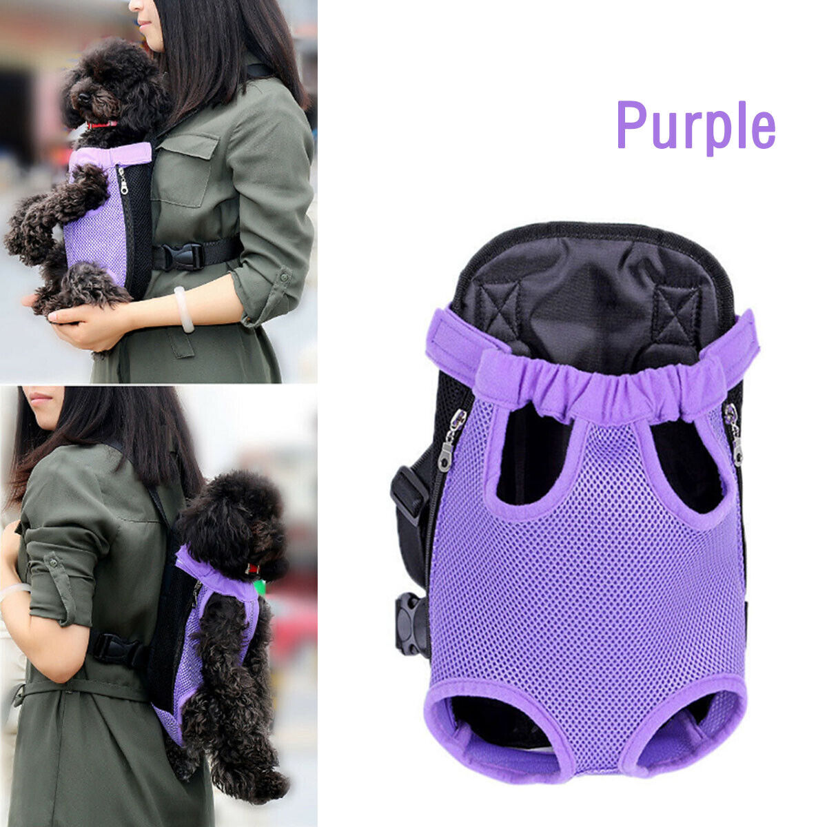 AnyWags Black Portable Dog Carrier with Breathable Hands-Free Pet Mesh and Strap Backpack 34cm