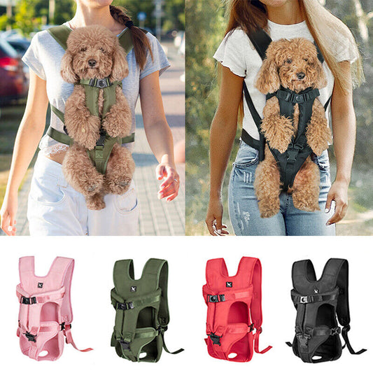 AnyWags Red Dog Carrier with Breathable Hands-free Pet Mesh Strap Backpack 31cm