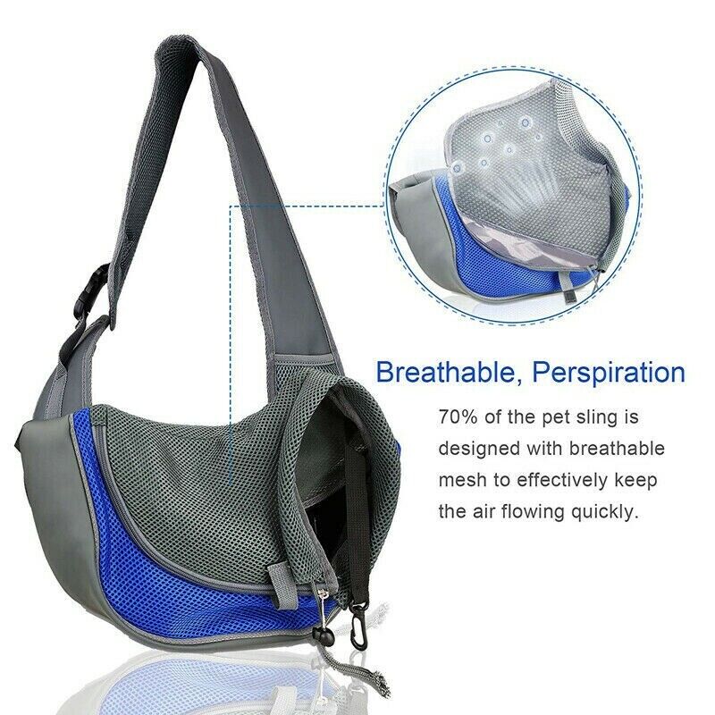 AnyWags Upgraded Light Blue Dog Carrier Portable Breathable Mesh and Strap Bag 25cm