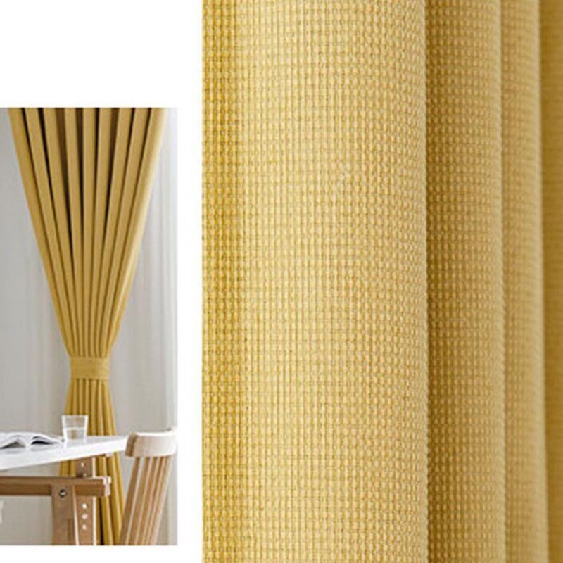 Anyhouz Curtain Yellow Modern Waffle Plaid for Living Room 100cm