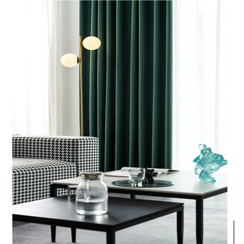 Anyhouz Curtain Green Modern Blackout Curtains for Living Room 100cm