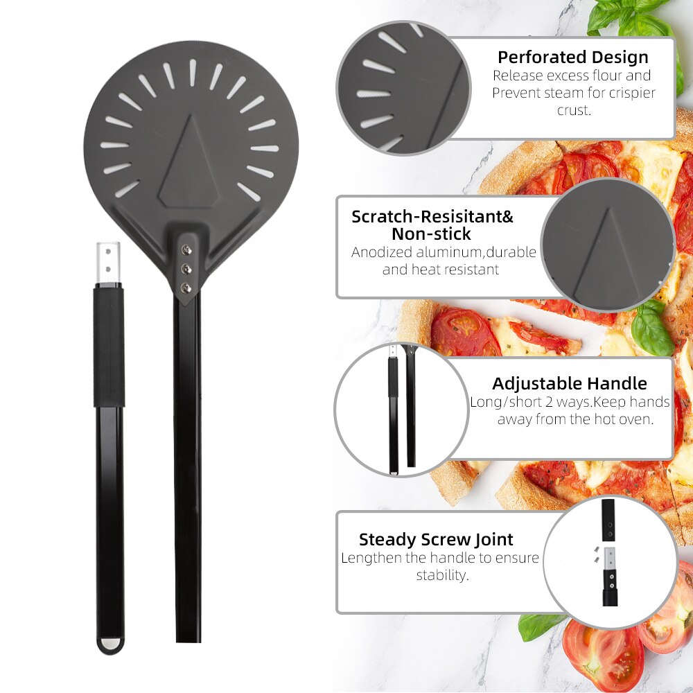 Anygleam Pizza Shovel 102.5cm Silver for Perforated Peel