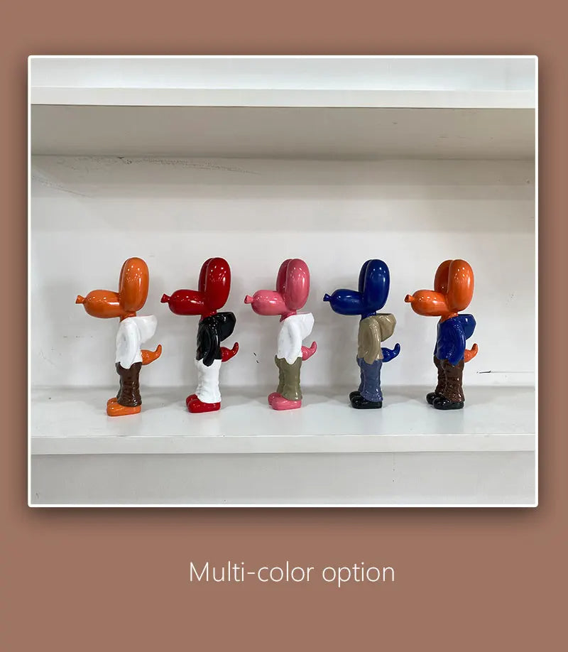 Anyhouz Home Figurine Balloon Dog Statue Orange 7inch Street Art Resin