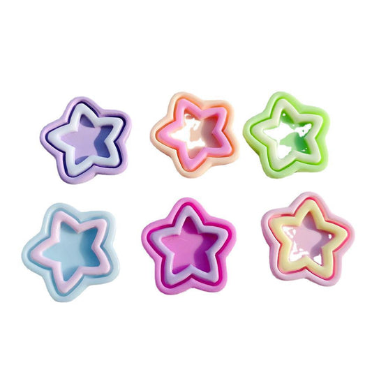 Anykidz 6pcs Two Colored Five Pointed Star Design Shoe Charm Accessories Jeans Clogs Pendant Pin Designer Ornament Jibbitz for Crocs