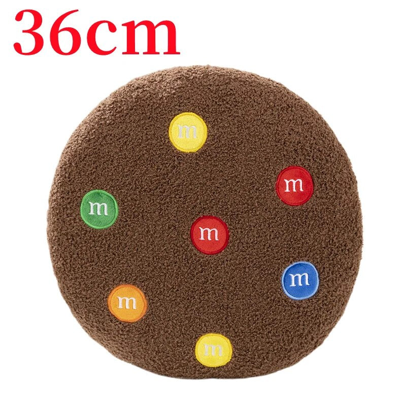 Anyhouz Plush Pillow Dark Brown Chocolate Cookies Biscuit Shape Stuffed Soft Pillow Seat Cushion Room Decor 36cm