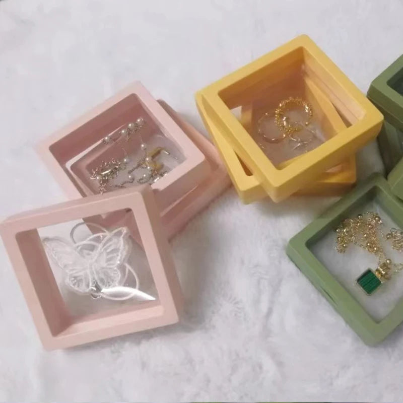 Anyhouz Jewelry Storage 10PCS Yellow Set 3D Floating Display Case Stands 11x11cm