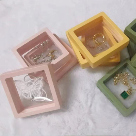 Anyhouz Jewelry Storage 10PCS Yellow Set 3D Floating Display Case Stands 11x11cm