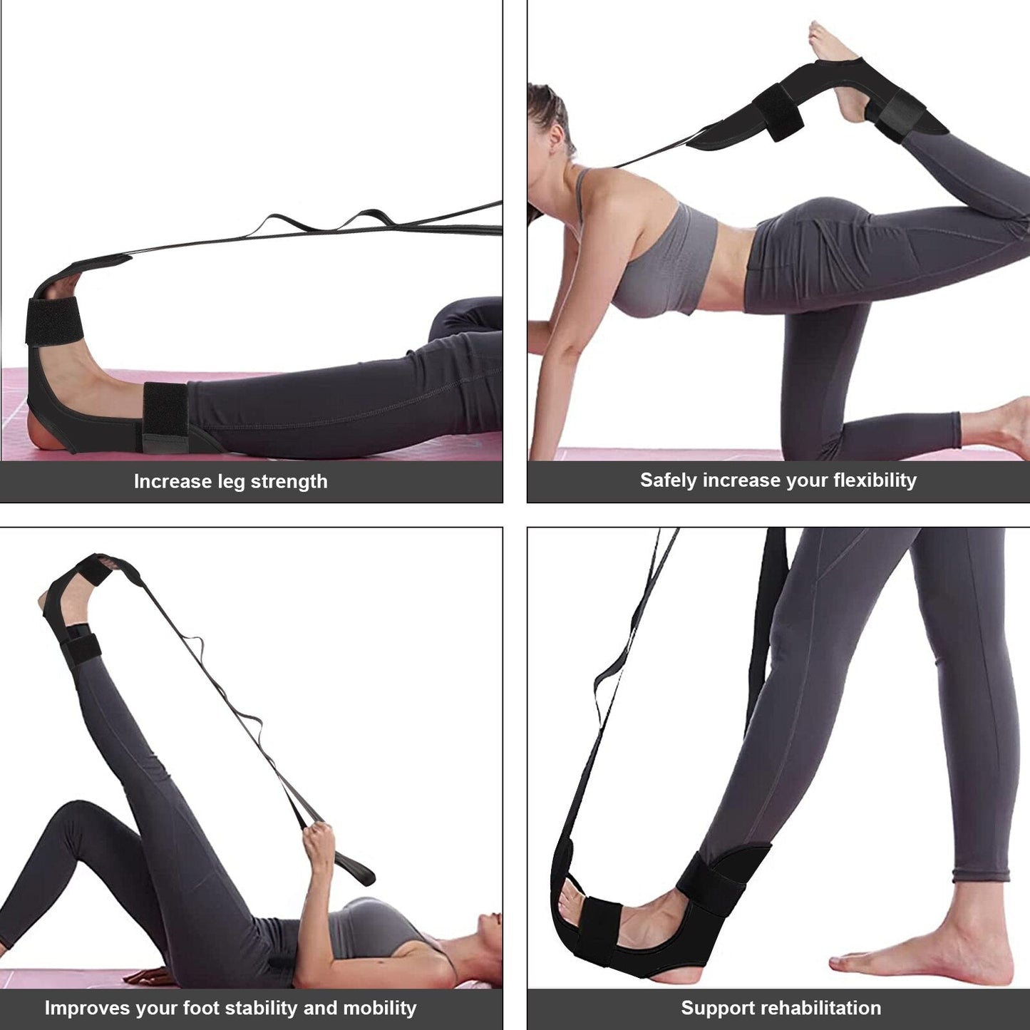 Anyfit Yoga Band Stretcher Solid Blue Strap Resistance Belt With Bundle Bag