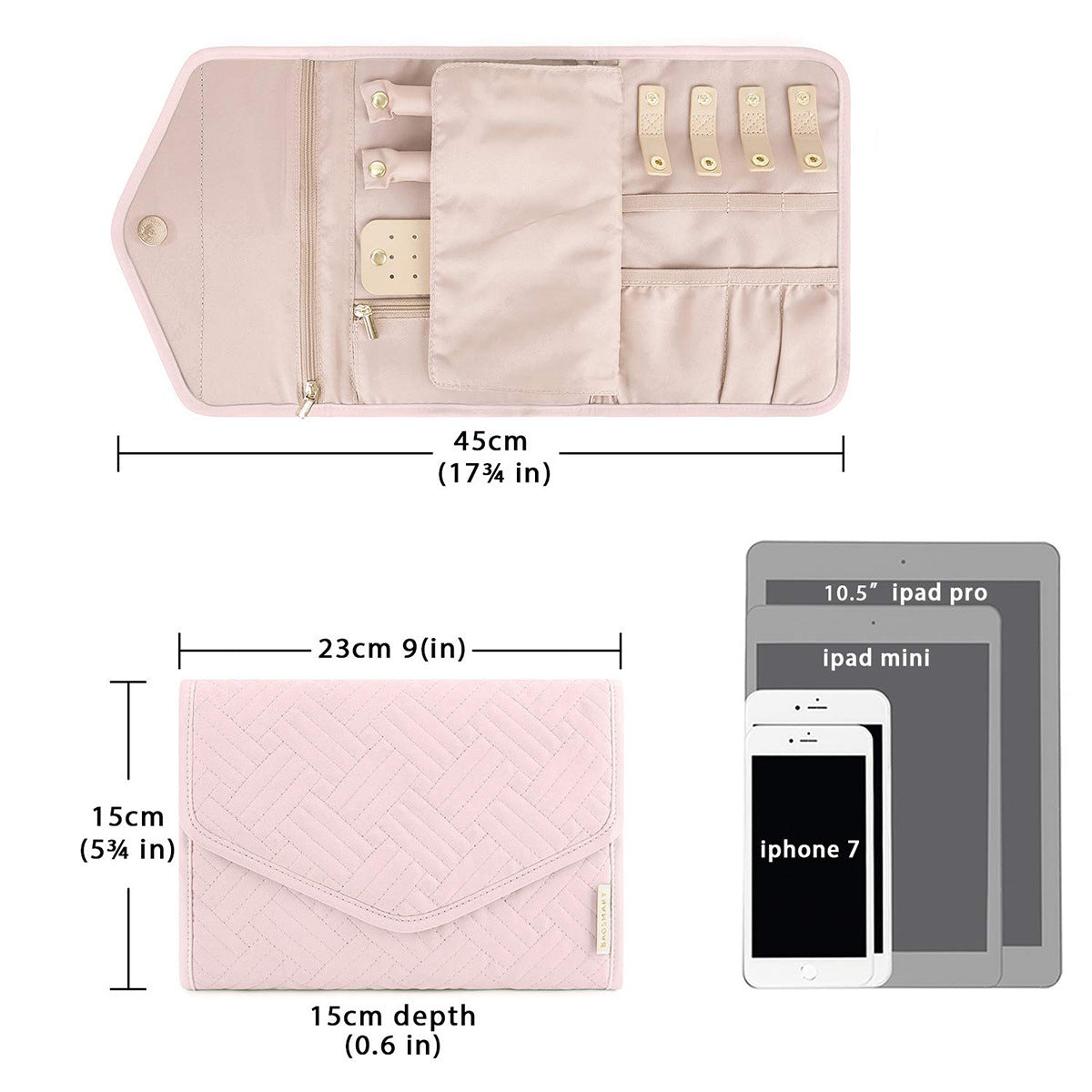 Anyhouz Jewelry Storage Foldable Case Pink XS Portable
