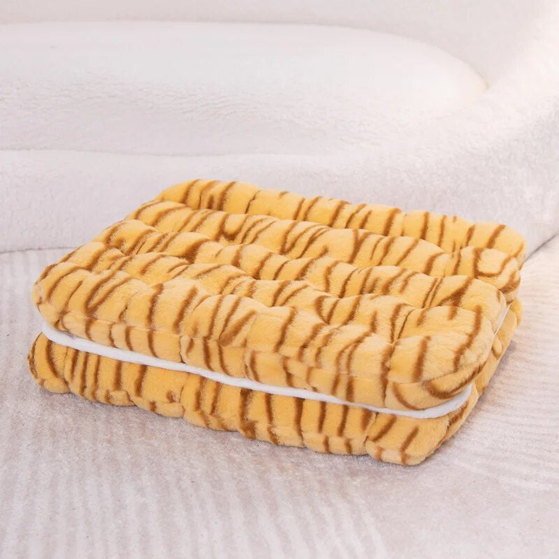 Anyhouz Plush Pillow Yellow Tiger Square Double Biscuit Shape Stuffed Soft Pillow Seat Cushion Room Decor