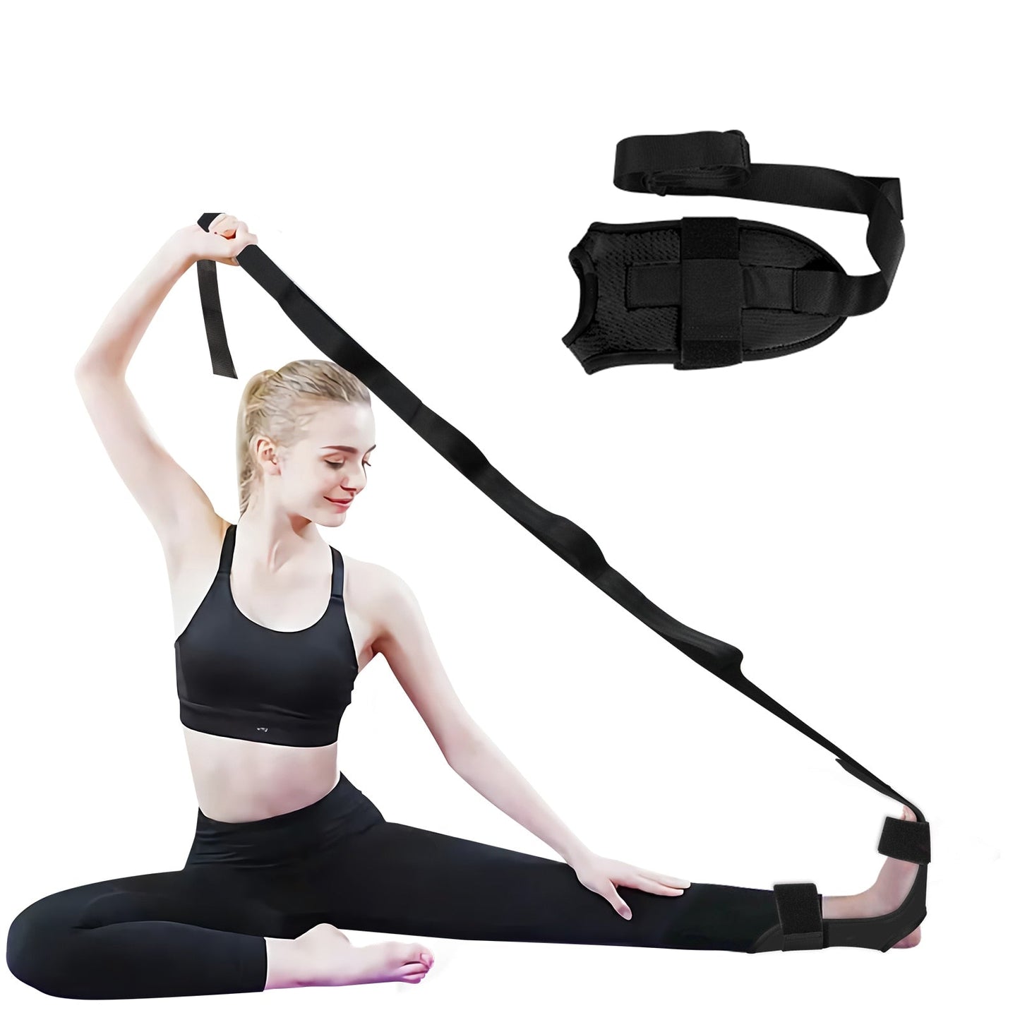 Anyfit Yoga Band Stretcher Solid Black Strap Resistance Belt