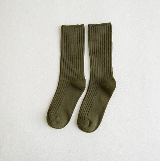 Anysox 5 Pairs One Size 36-43 Green Retro Long Knitted Socks