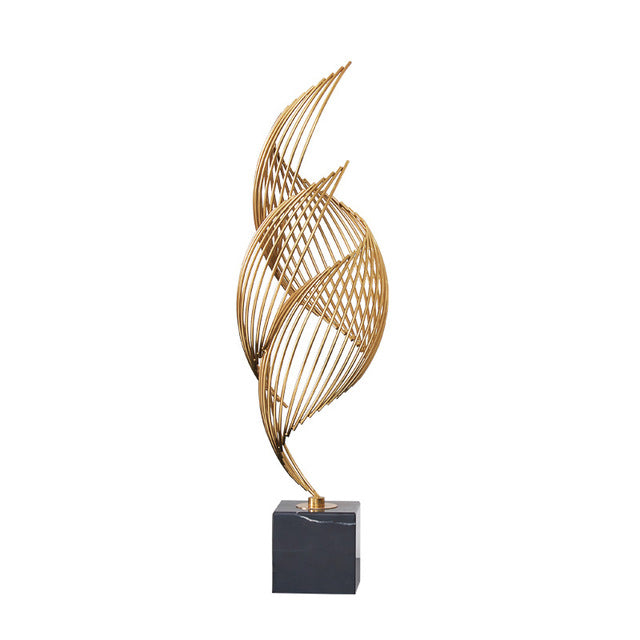 Anyhouz Tabletop Spiral Leaves Gold Metal Home Decor 46cm