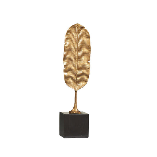 Anyhouz 31cm Gold Feather Sculptures Tabletop Home Decor