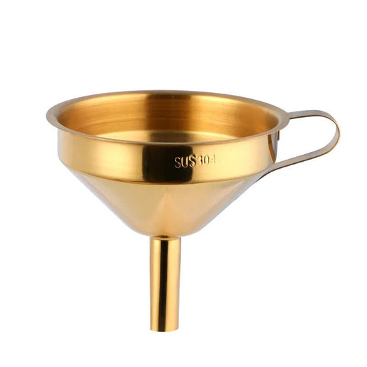 AnyGleam Funnel with Detachable Strainer 1Pc Gold Stainless Steel with Wide Cone Mouth Funnel