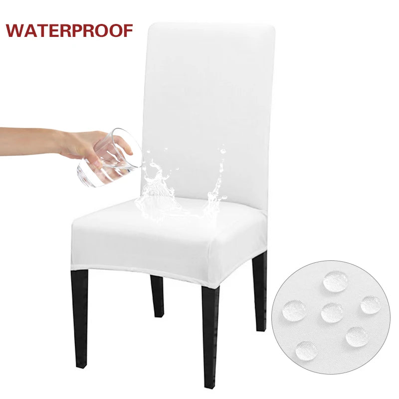 Anyhouz Chair Cover White with Anti-Dirt and Waterproof Elastic Material for Dining Room Kitchen Wedding Hotel Banquet Restaurant