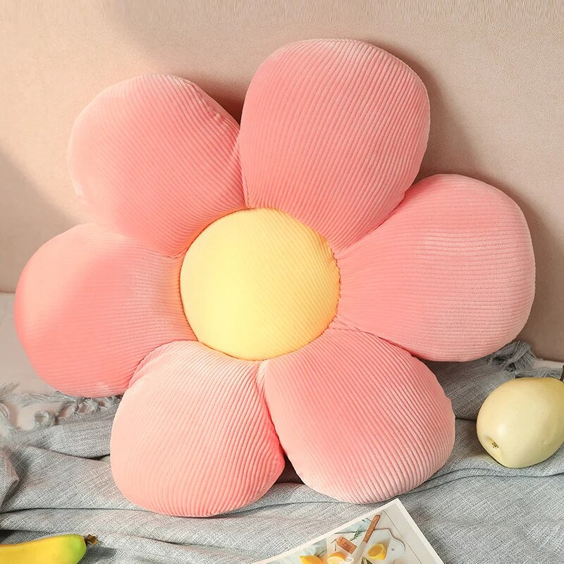 Anyhouz Plush Pillow Pink Flower Shape Stuffed Soft Pillow Seat Cushion Room Decor 30-35cm