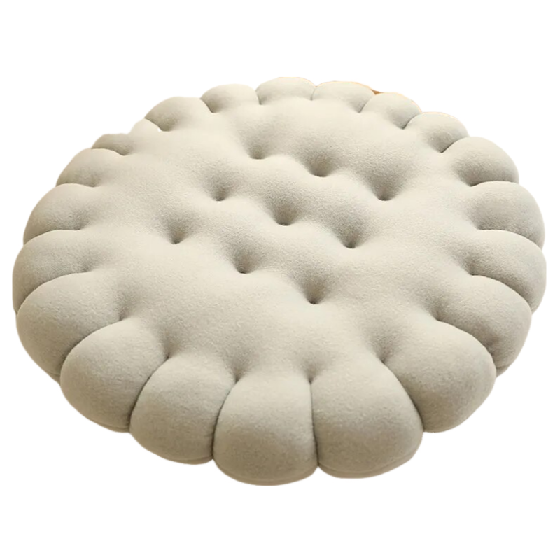 Anyhouz Plush Pillow Gray Round Biscuit Shape Stuffed Soft Pillow Seat Cushion Room Decor