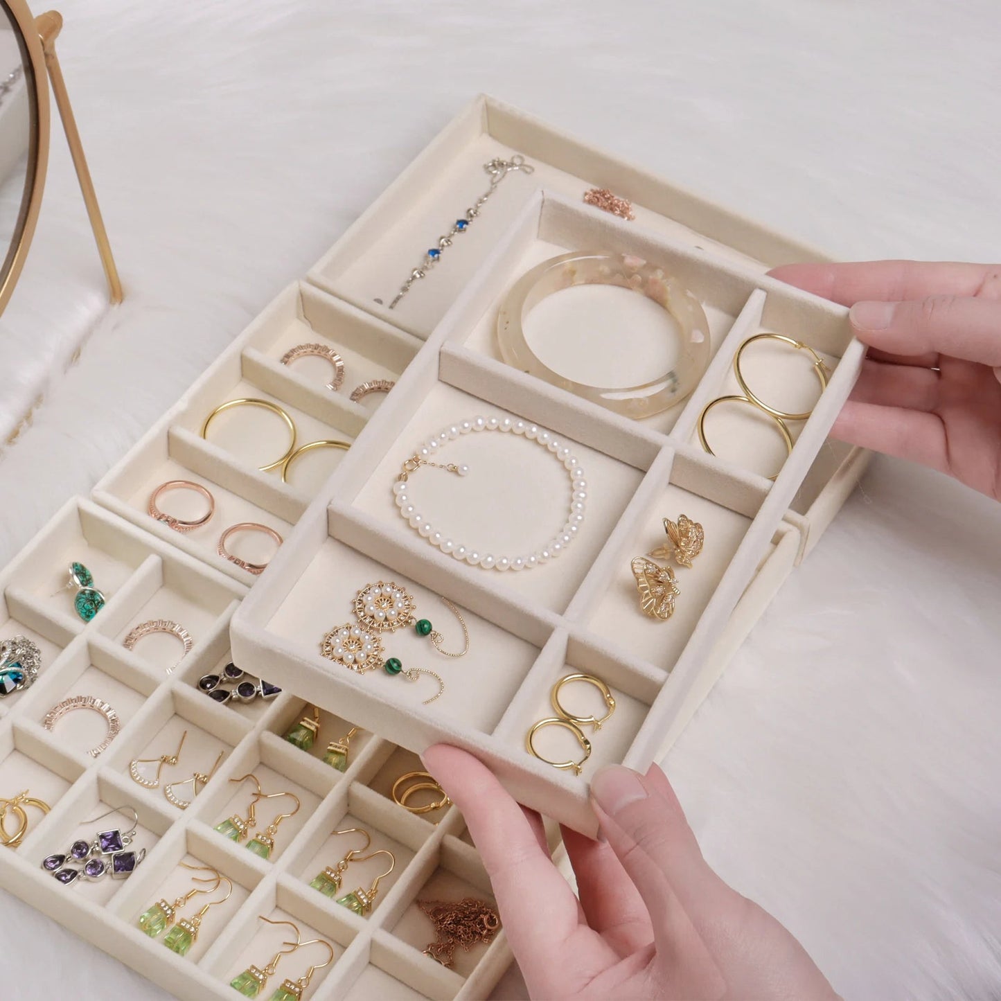 Anyhouz Jewelry Storage Grey Design C Display Tray Drawer Storage