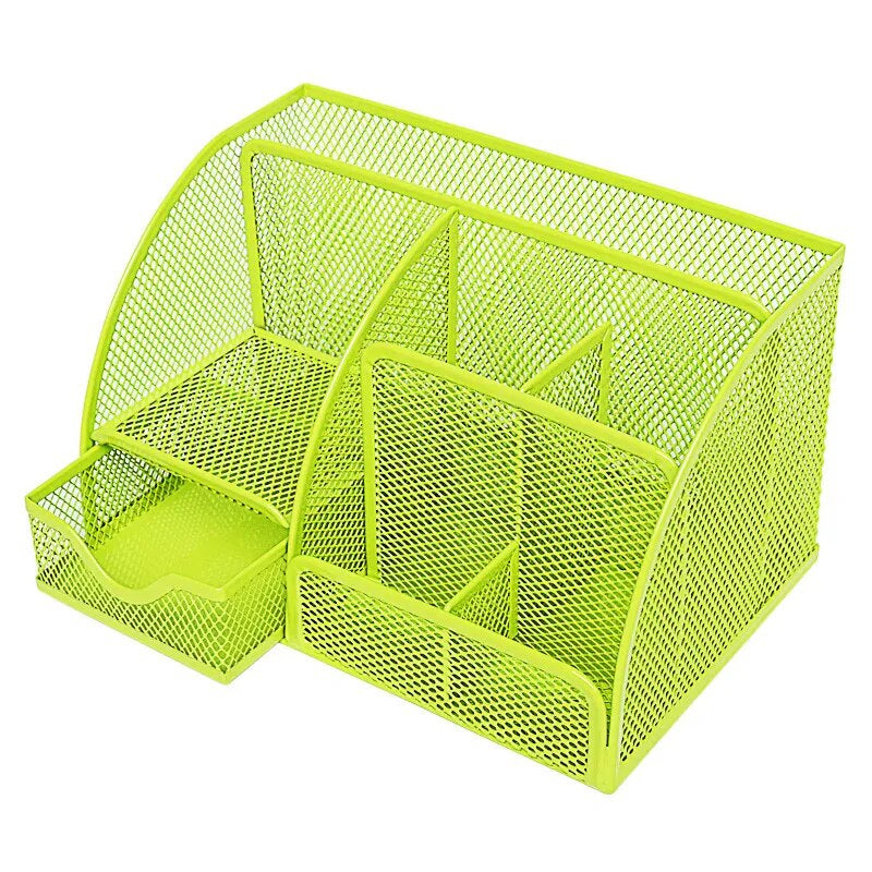 AnyCraft Light Green Mesh Stationery Storage Organizer with Compartments