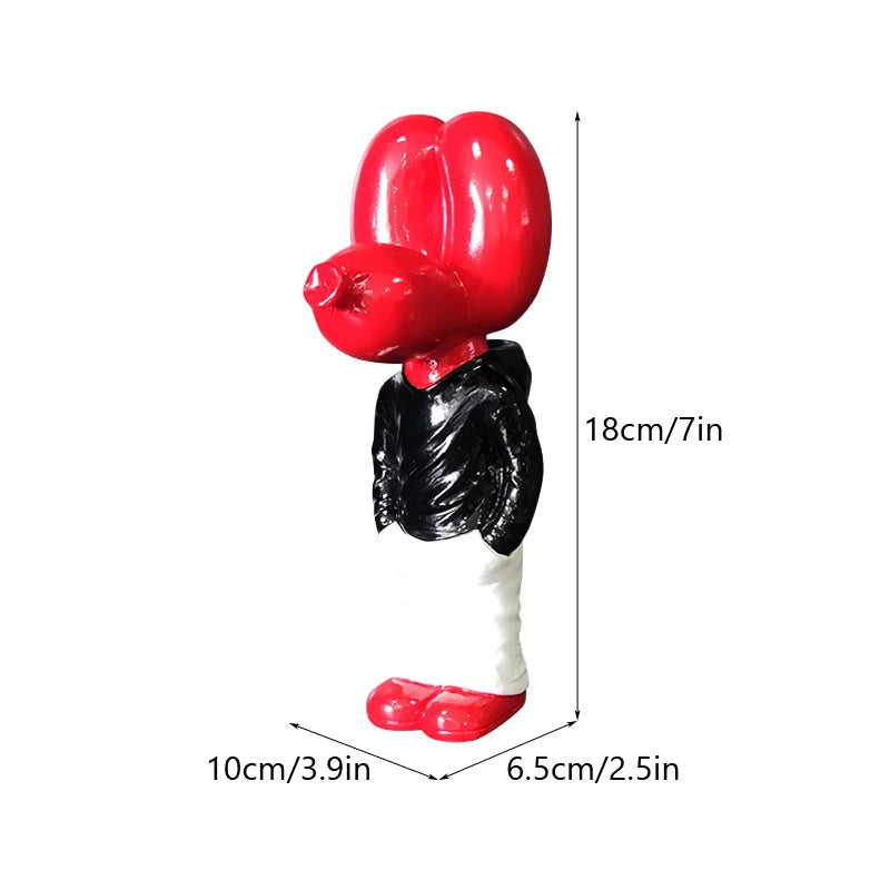 Anyhouz Home Figurine Balloon Dog Statue Red 7inch Street Art Resin