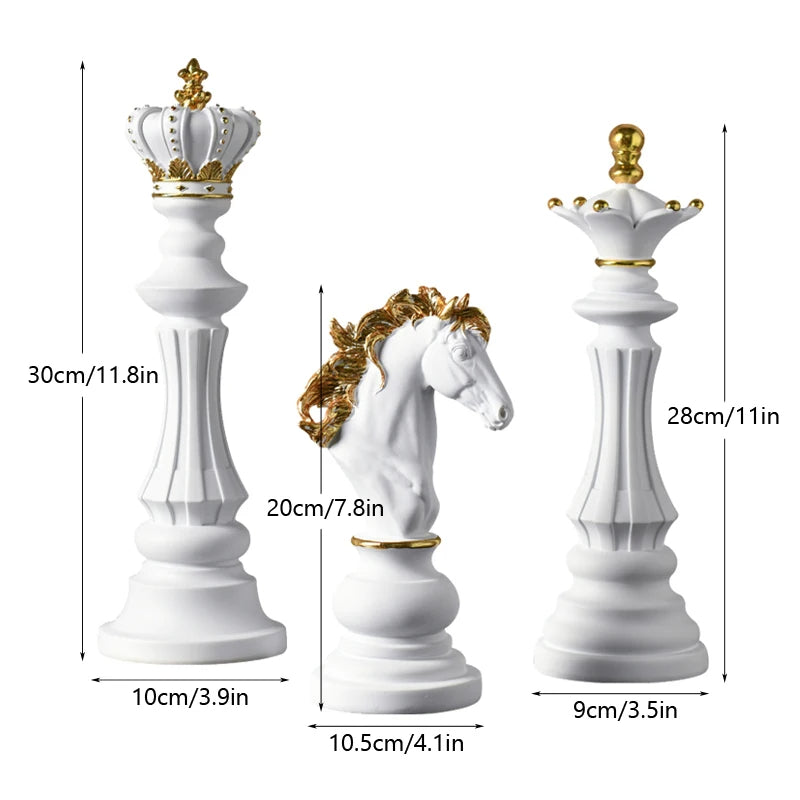 Anyhouz Home Figurine 3pc Chess Piece White Resin