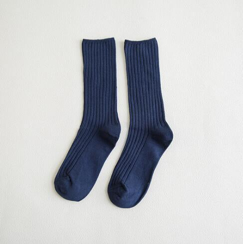 Anysox 5 Pairs One Size 36-43 Blue Retro Long Knitted Socks