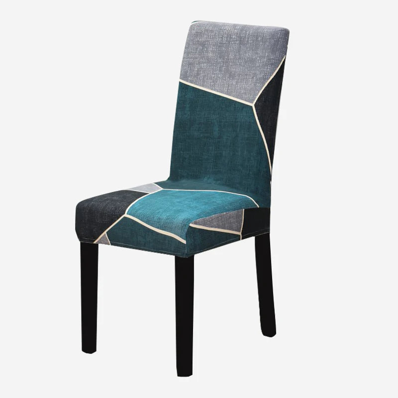 Anyhouz Chair Cover Blue Green Pattern Design with Anti-Dirt and Elastic Material for Dining Room Kitchen Wedding Hotel Banquet Restaurant