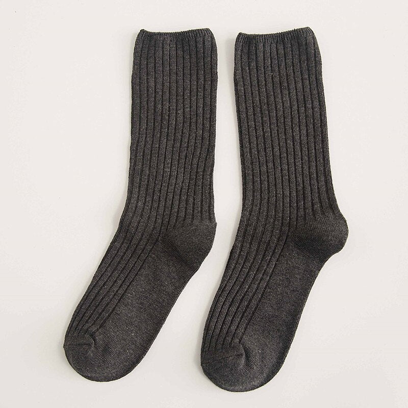 Anysox 5 Pairs One Size 36-43 Gray Retro Long Knitted Socks