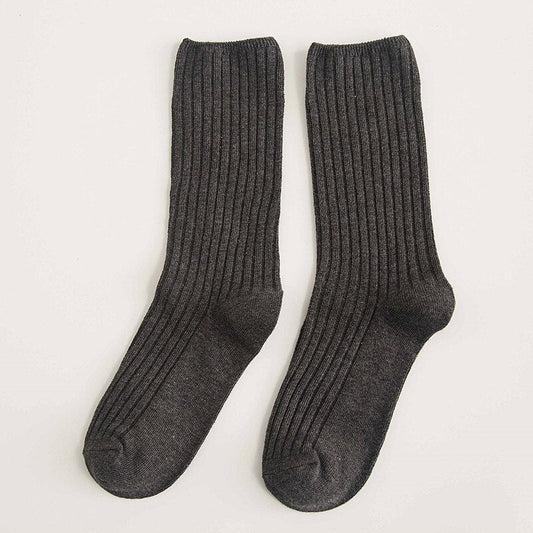 Anysox 5 Pairs One Size 36-43 Gray Retro Long Knitted Socks