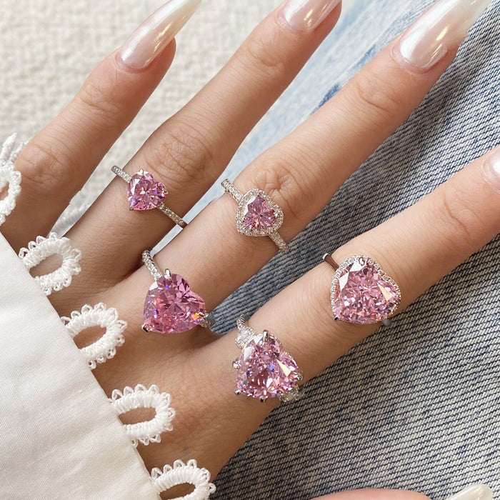 Anyco Ring Rose Gold Dylam Heart Shape Diamond Ring