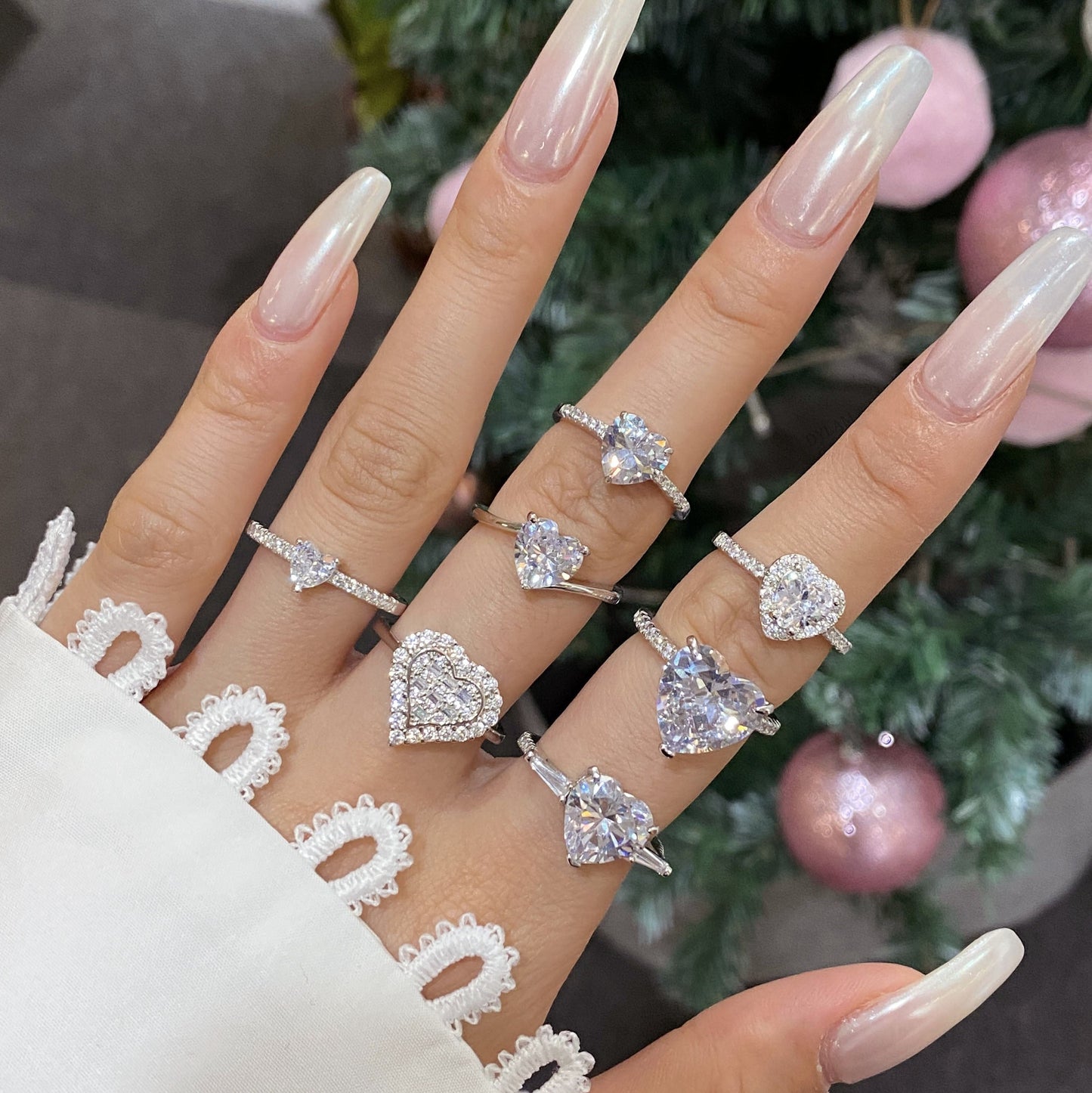 Anyco Ring Rose Gold Dylam Heart Shape Diamond Ring