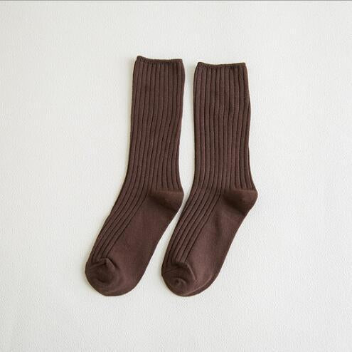 Anysox 5 Pairs One Size 36-43 Brown Retro Long Knitted Socks