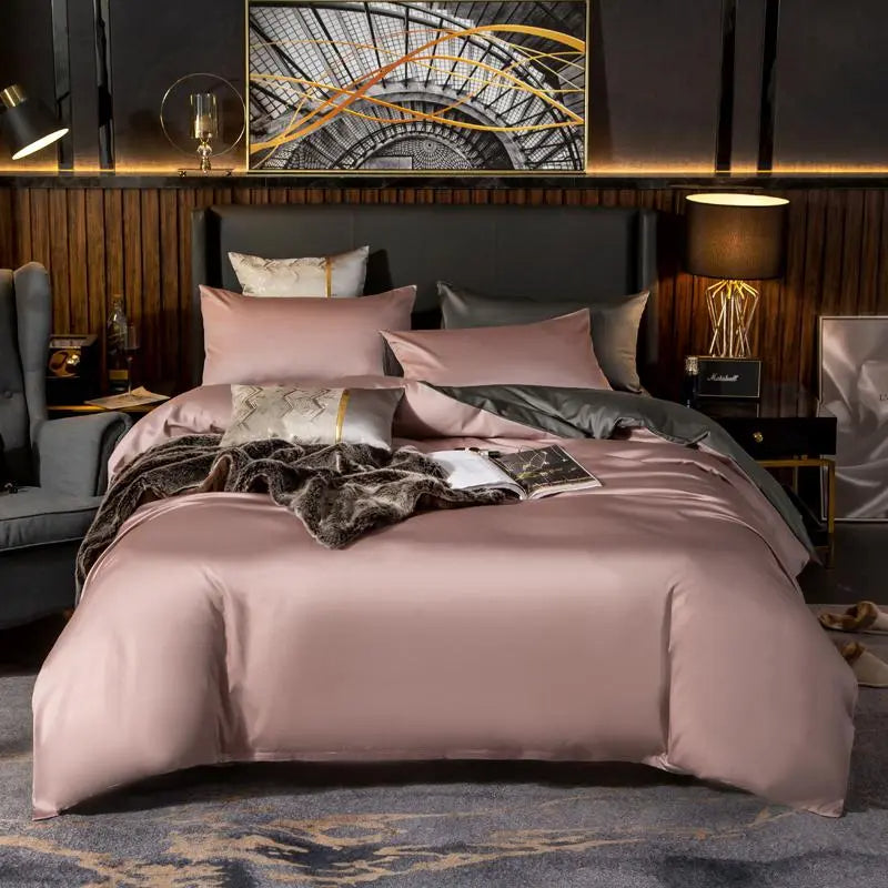 Anyhouz Duvet Comforter Set Double Pink/ Deep Grey Blanket Bedspread 6 Pcs Bed Set