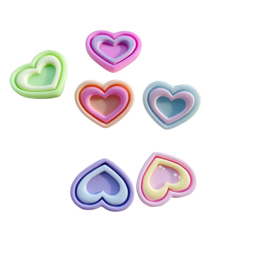 Anykidz 6pcs Two Colored Heart Design Shoe Charm Accessories Jeans Clogs Pendant Pin Designer Ornament Jibbitz for Crocs