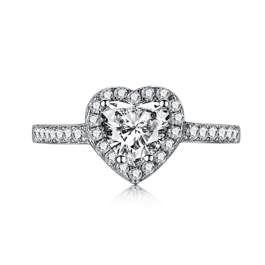 Anyco Ring Silver Dylam Heart Shape Diamond Ring