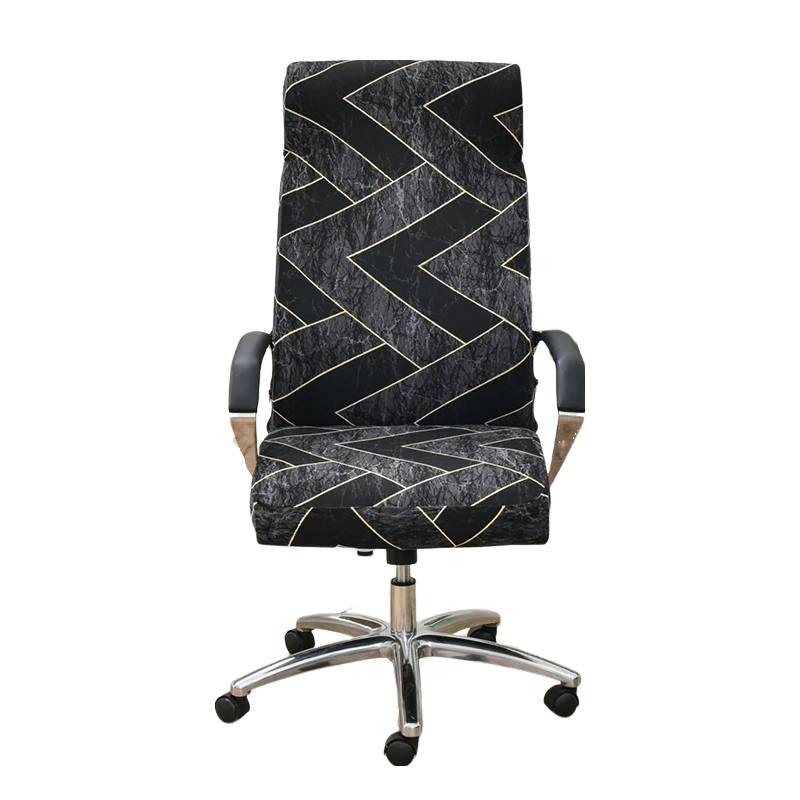 Anyhouz Office Chair Cover Black Dark Gray Pattern Large Non-Slip Rotating Seat Case Universal Armrest Chair Protector