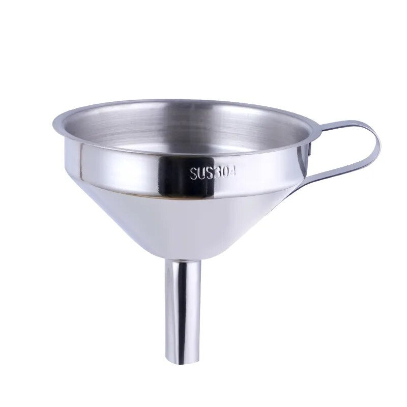 AnyGleam Funnel with Detachable Strainer 1Pc Silver Stainless Steel with Wide Cone Mouth Funnel