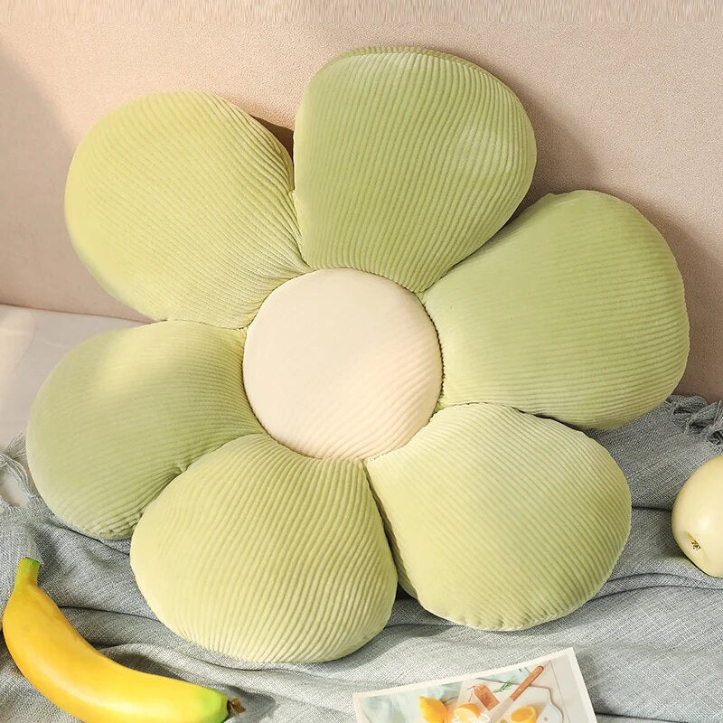 Anyhouz Plush Pillow Green Flower Shape Stuffed Soft Pillow Seat Cushion Room Decor 30-35cm