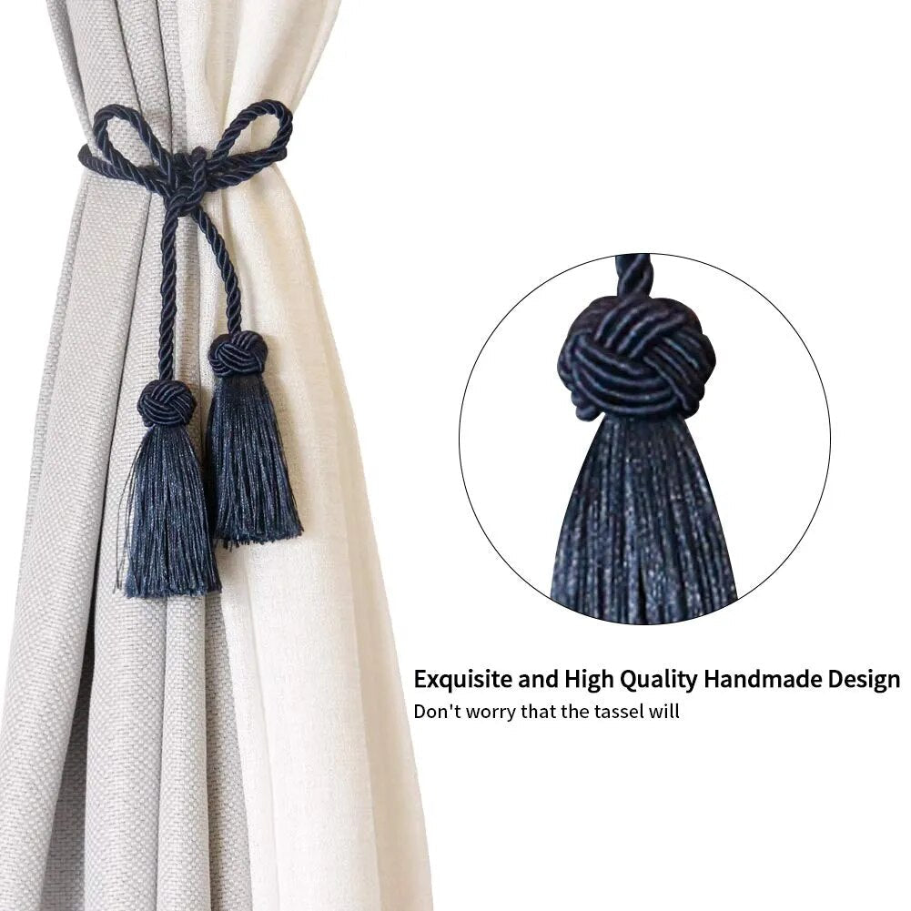 Anyhouz Curtain Tie Beige Tassel Curtain Gold Tiebacks