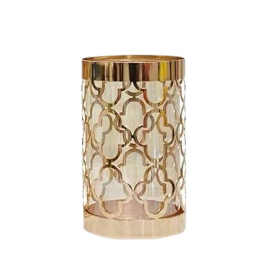 Anyhouz 25.5cm Metal Vase With Glass Tabletop Home Decor