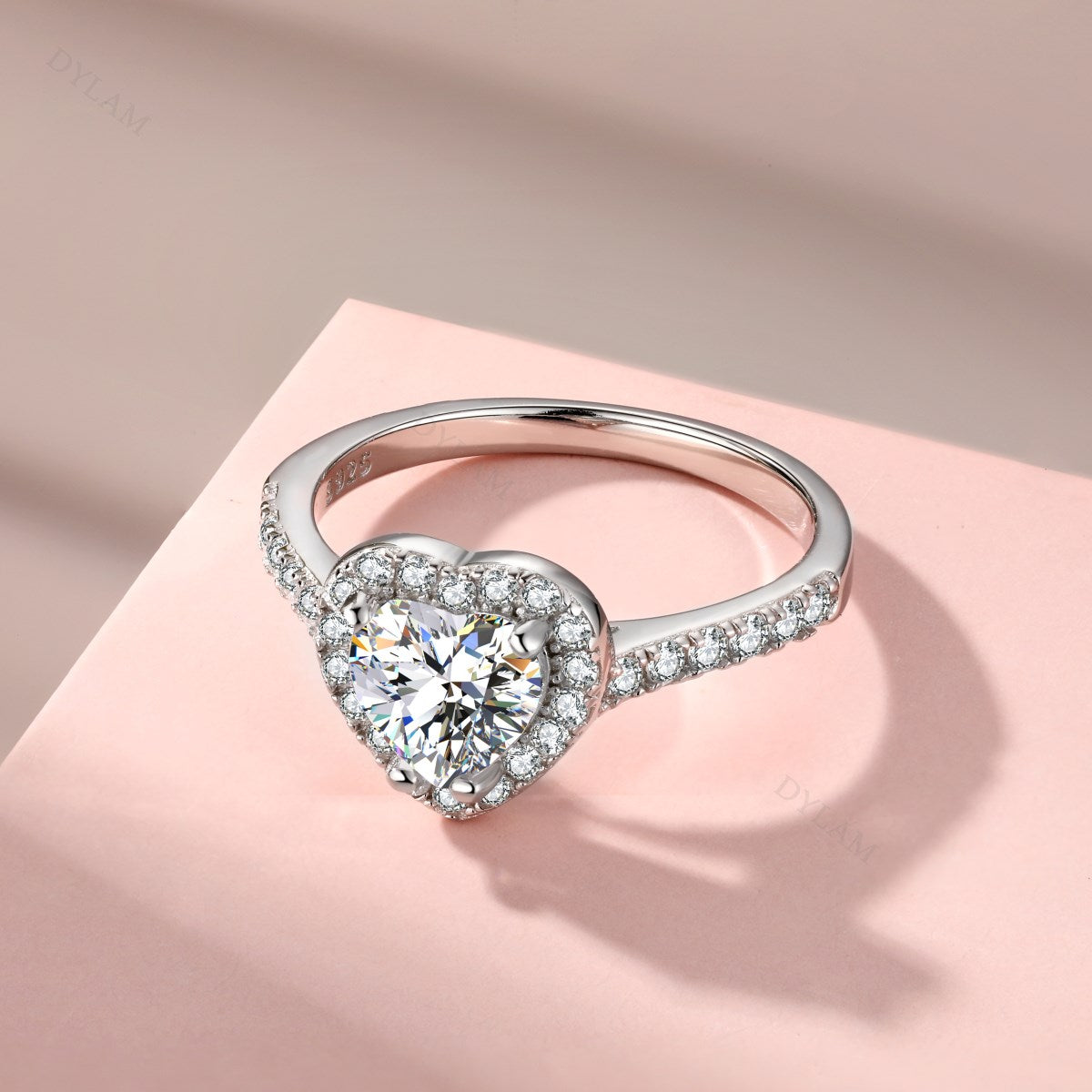 Anyco Ring Silver Dylam Heart Shape Diamond Ring