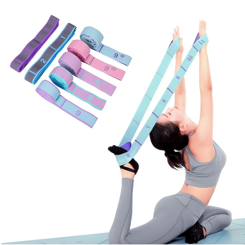Anyfit Yoga Band Stretcher Neon Blue and Purple Strap Resistance Belt