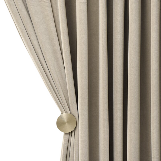 Anyhouz Curtains Beige Velvet Blackout Window Drape 100cm