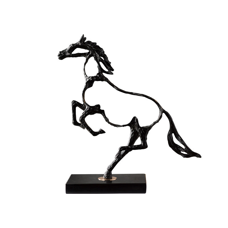 Anyhouz Tabletop Metal Weaving Hollow Gold Horse Statue Home Decor 38cm