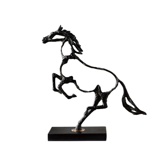 Anyhouz Tabletop Metal Weaving Hollow Gold Horse Statue Home Decor 38cm