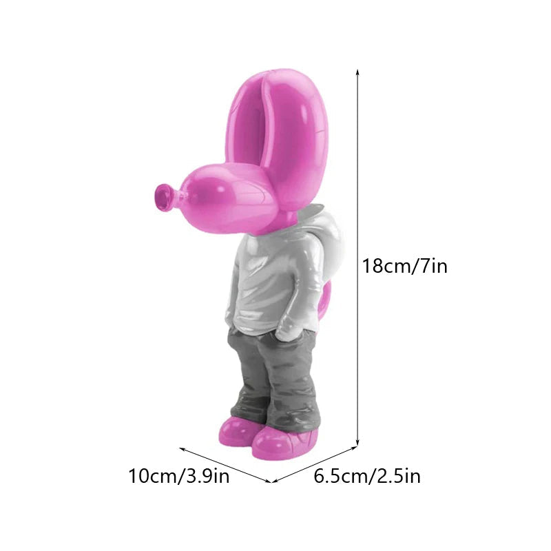 Anyhouz Home Figurine Balloon Dog Statue Pink 7inch Street Art Resin