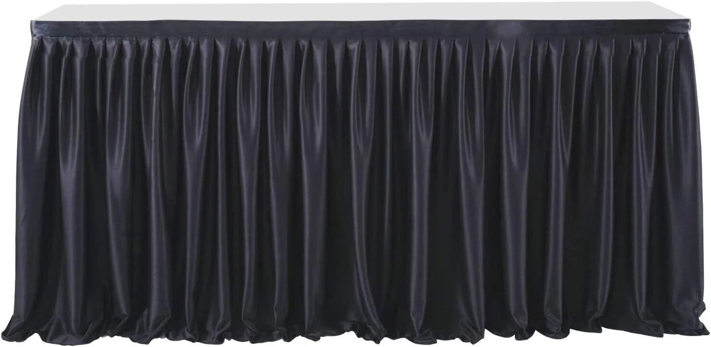 Anydrape Table Skirt Black Polyester Pleated Ruffle Dining Tablecloth For Wedding Banquet Birthday Party Table Decoration 6FT