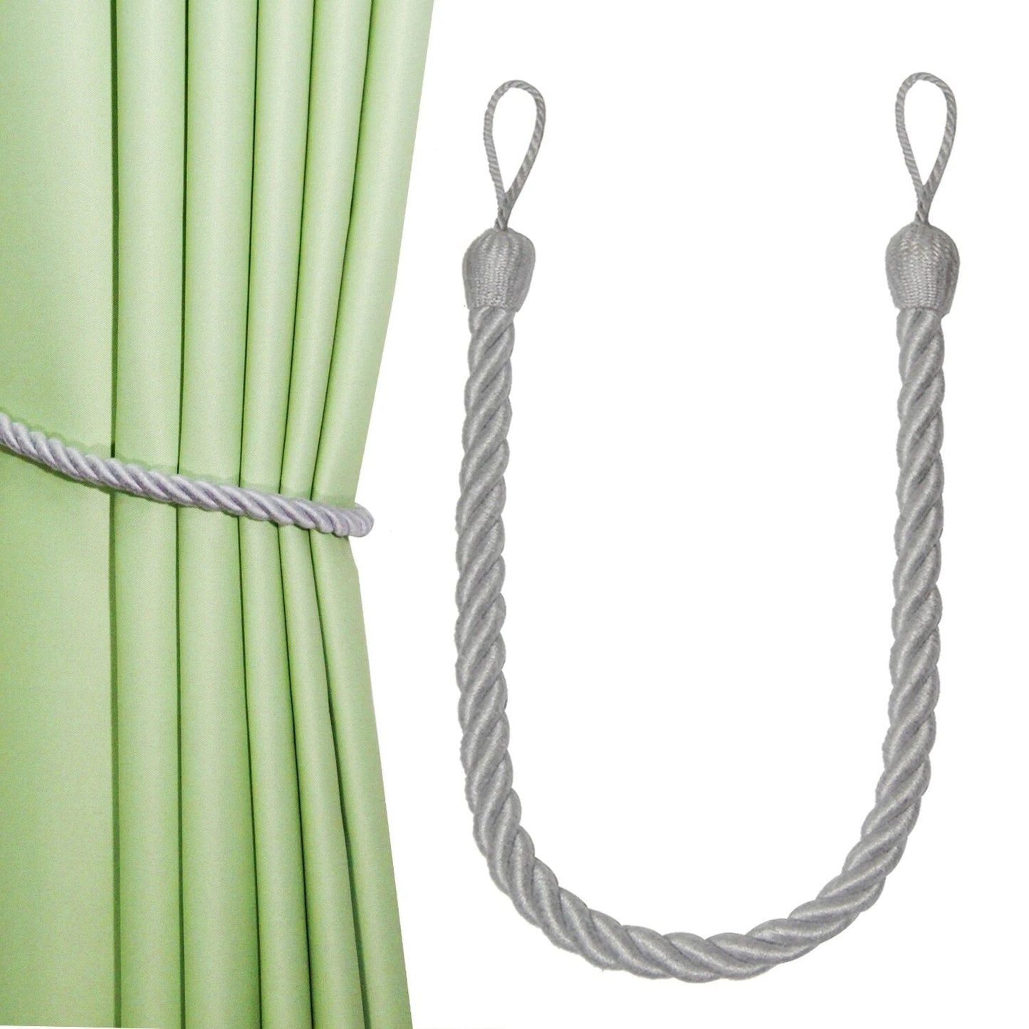 Anyhouz Curtain Tie Silver Braid Curtain Ropes Holder Tiebacks