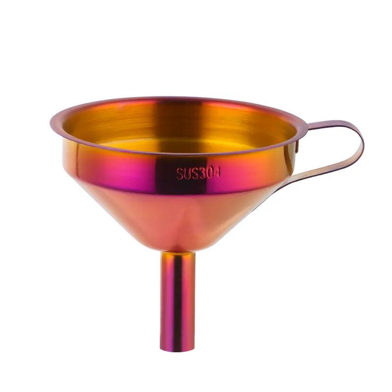 AnyGleam Funnel with Detachable Strainer 1Pc Red Rainbow Stainless Steel with Wide Cone Mouth Funnel